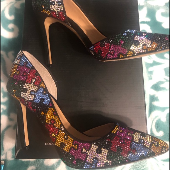 Multi Colored Sparkle Puzzle Size 5 Shoes by Inc - Picture 1 of 6